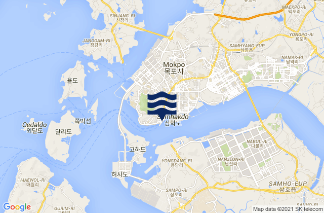 Mappa delle maree di Mokp'o, South Korea