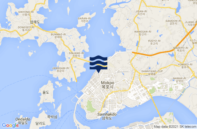 Mappa delle maree di Mokpo, South Korea