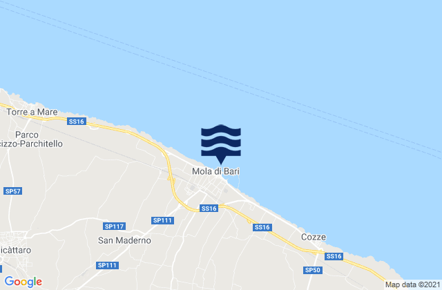 Mappa delle maree di Mola di Bari, Italy