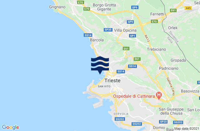 Mappa delle maree di Molo Audace, Italy