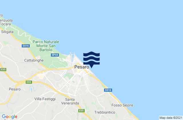 Mappa delle maree di Mombaroccio, Italy