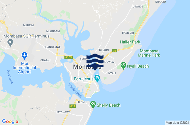 Mappa delle maree di Mombasa, Kenya