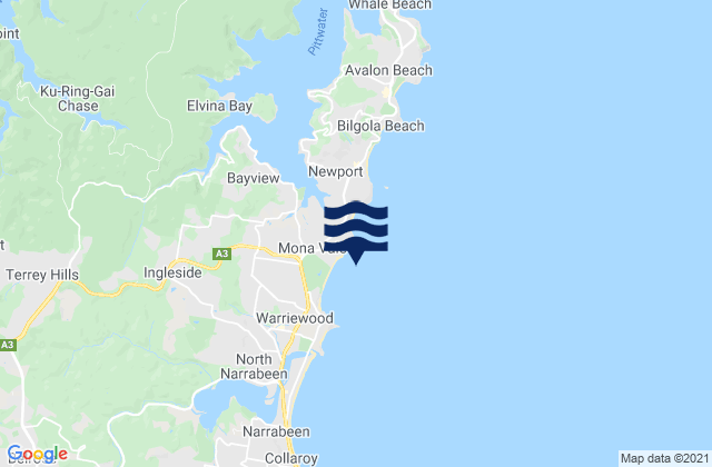 Mappa delle maree di Mona Vale Beach, Australia