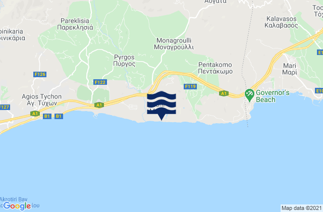 Mappa delle maree di Monagroúlli, Cyprus