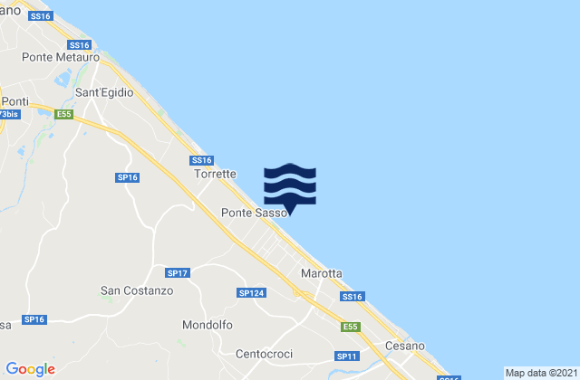 Mappa delle maree di Mondolfo, Italy