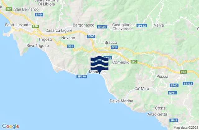 Mappa delle maree di Moneglia, Italy