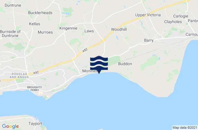 Mappa delle maree di Monifieth Sands Beach, United Kingdom