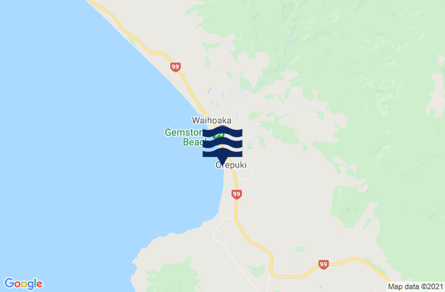 Mappa delle maree di Monkey Island, New Zealand