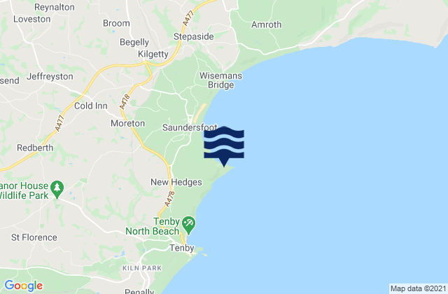 Mappa delle maree di Monkstone Beach, United Kingdom