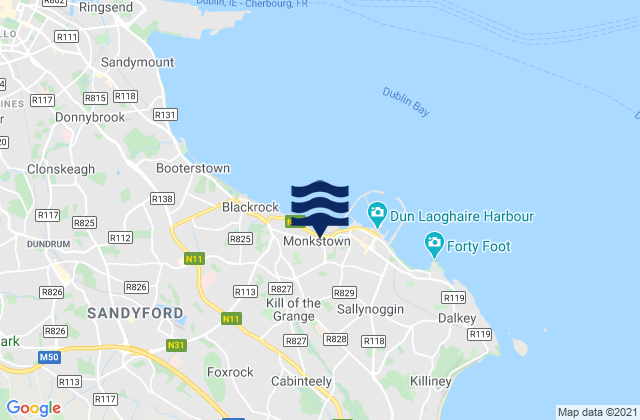 Mappa delle maree di Monkstown, Ireland