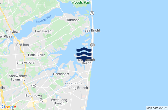 Mappa delle maree di Monmouth Beach, United States