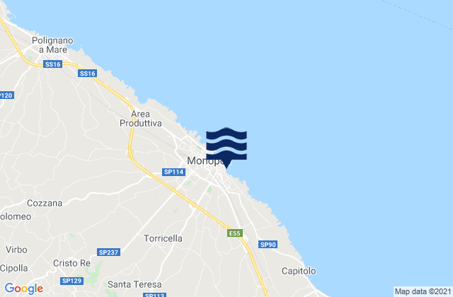 Mappa delle maree di Monopoli, Italy