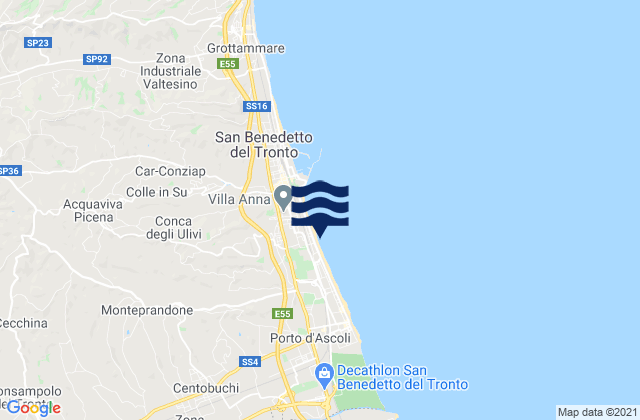 Mappa delle maree di Monsampolo del Tronto, Italy