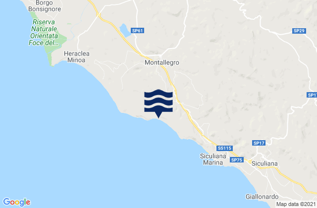 Mappa delle maree di Montallegro, Italy