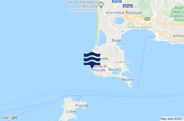 Mappa delle maree di Monte di Procida, Italy