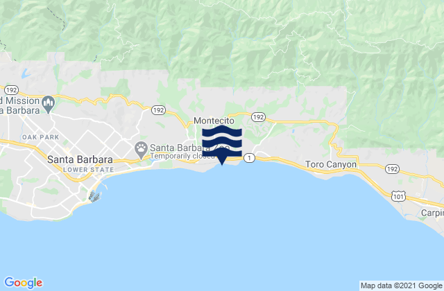 Mappa delle maree di Montecito, United States