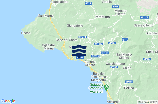 Mappa delle maree di Montecorice, Italy