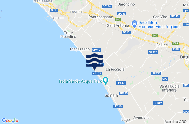 Mappa delle maree di Montecorvino Rovella, Italy