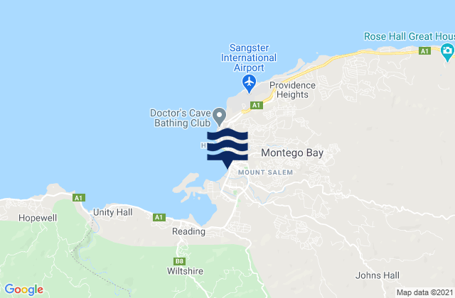 Mappa delle maree di Montego Bay, Jamaica