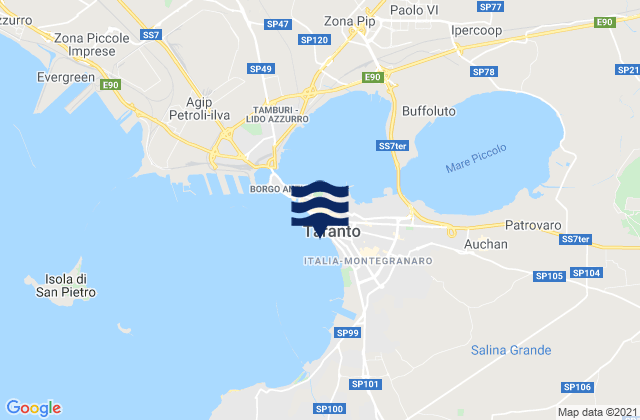 Mappa delle maree di Montemesola, Italy