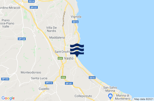 Mappa delle maree di Monteodorisio, Italy