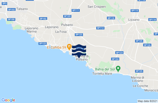 Mappa delle maree di Monteparano, Italy