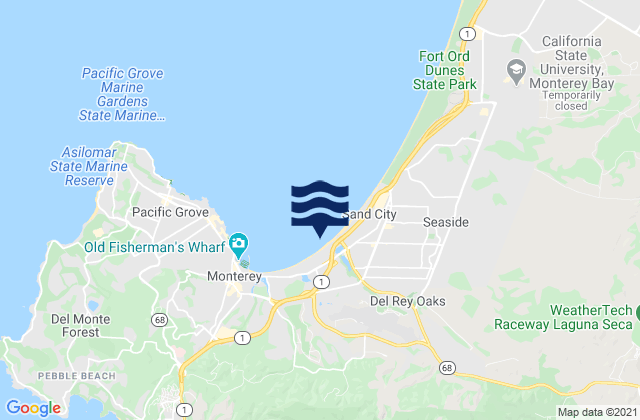 Mappa delle maree di Monterey State Beach, United States
