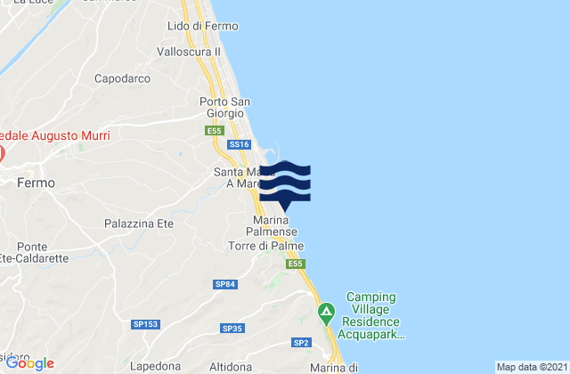 Mappa delle maree di Monterubbiano, Italy