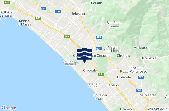 Mappa delle maree di Montignoso, Italy