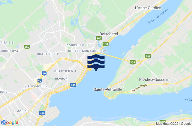Mappa delle maree di Montmorency, Canada