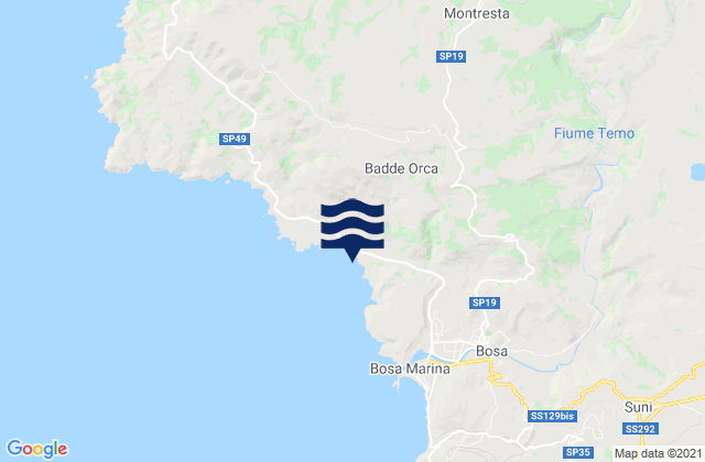 Mappa delle maree di Montresta, Italy