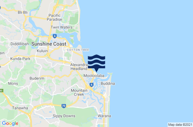 Mappa delle maree di Mooloolaba, Australia