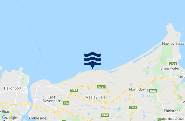Mappa delle maree di Moorland Beach, Australia