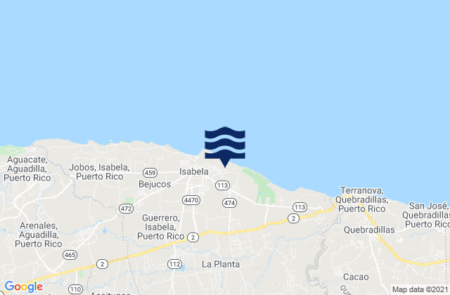 Mappa delle maree di Mora Barrio, Puerto Rico