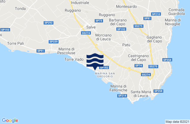 Mappa delle maree di Morciano di Leuca, Italy