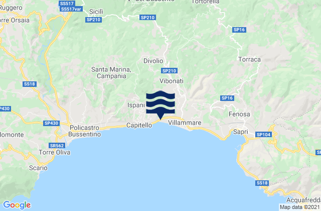 Mappa delle maree di Morigerati, Italy