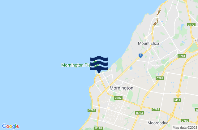 Mappa delle maree di Mornington, Australia