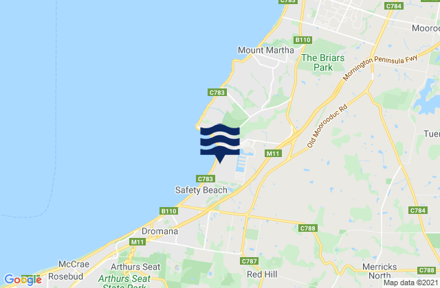 Mappa delle maree di Mornington Peninsula, Australia