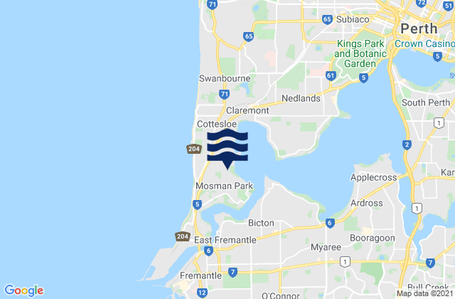 Mappa delle maree di Mosman Park, Australia
