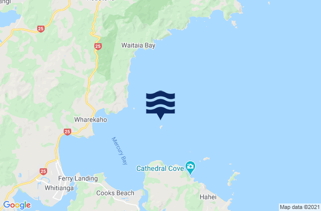 Mappa delle maree di Motukorure Island (Centre Island), New Zealand