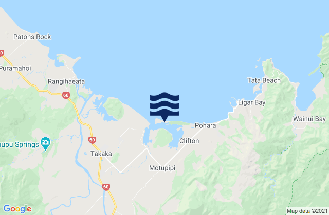 Mappa delle maree di Motupipi Inlet, New Zealand