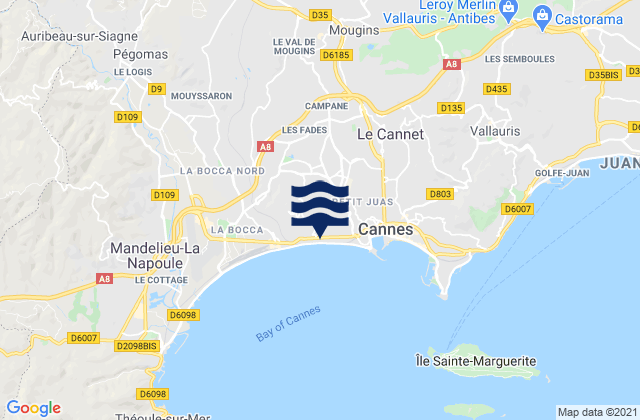 Mappa delle maree di Mougins, France