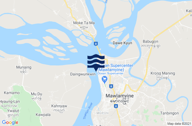 Mappa delle maree di Moulmein (Mawlamyine), Myanmar
