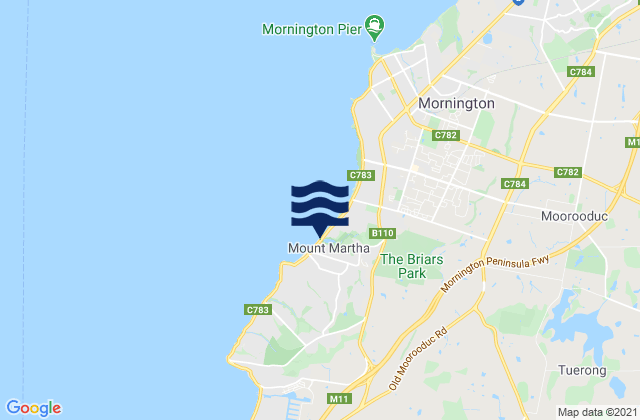 Mappa delle maree di Mount Martha, Australia