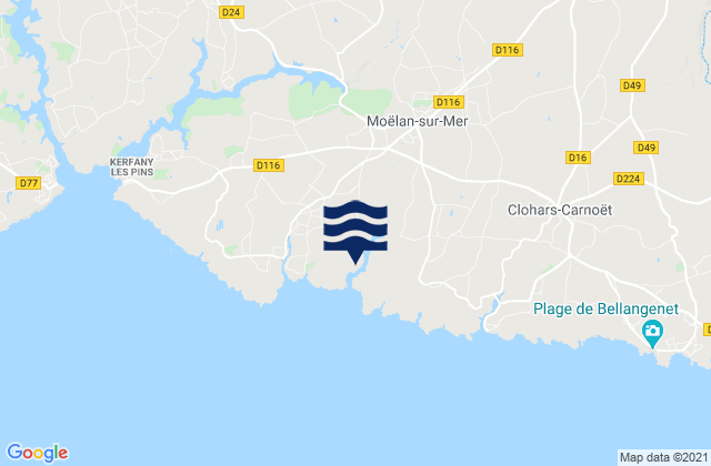 Mappa delle maree di Moëlan-sur-Mer, France