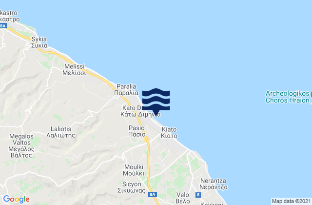 Mappa delle maree di Moúlki, Greece