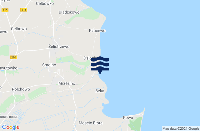 Mappa delle maree di Mrzezino, Poland