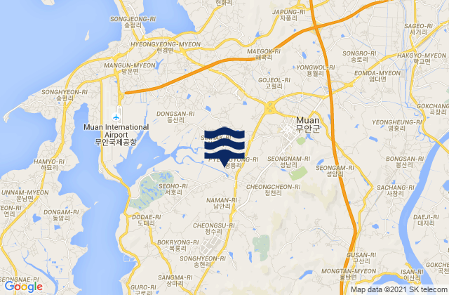 Mappa delle maree di Muan, South Korea