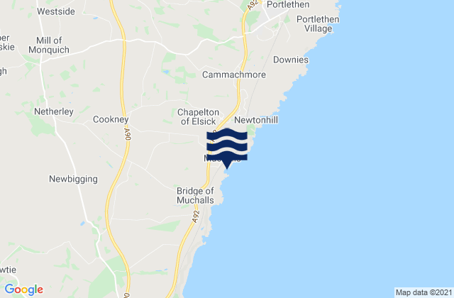 Mappa delle maree di Muchalls Beach, United Kingdom