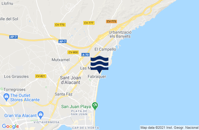 Mappa delle maree di Muchamiel, Spain